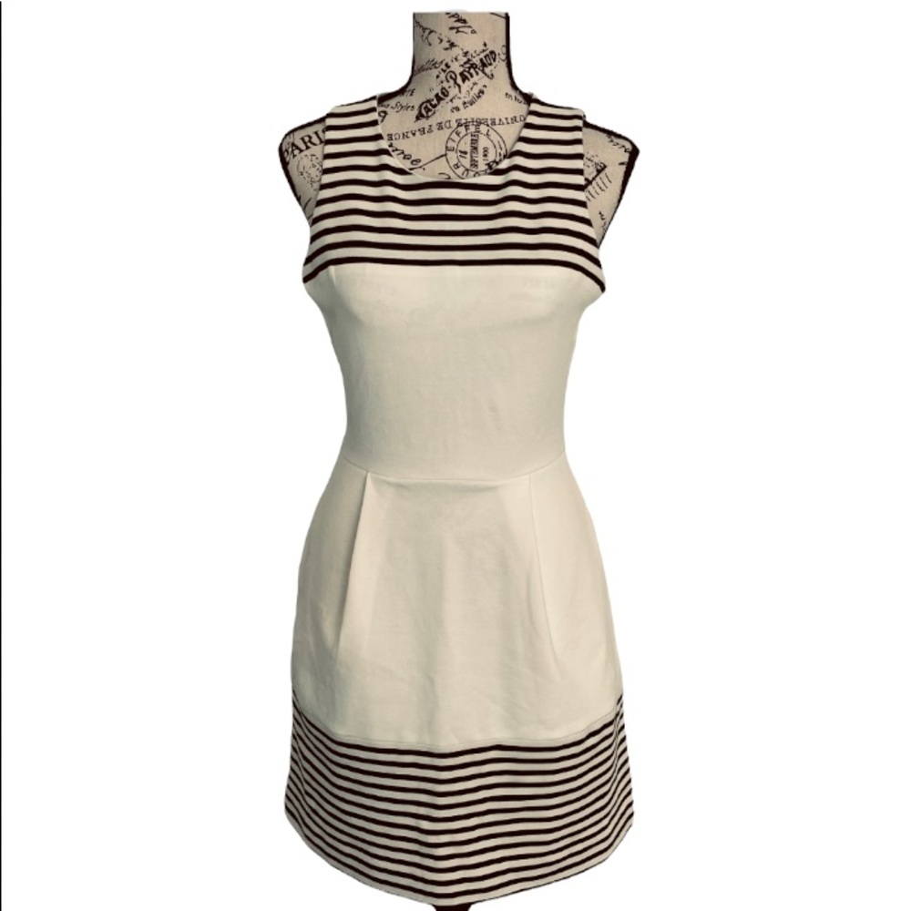 Women's Madewell Verse Striped Stretch Dress With Pockets  Black & Cream…